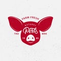 Pork logo, label, print, poster for butcher shop, farmer