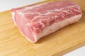 Pork loin or pork chop on cutting board. Juicy and tender pork meat