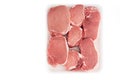 Pork Loin chops in container on white background with copy space Royalty Free Stock Photo