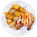 Pork loin chops served with potatoes Royalty Free Stock Photo