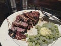 Pork loin dinner with lima beans and butter. Royalty Free Stock Photo