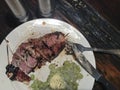 Pork loin dinner with lima beans and butter. Royalty Free Stock Photo