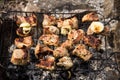 Pork meat roasting on the grill Royalty Free Stock Photo