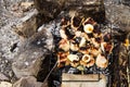 Pork meat roasting on the grill. Royalty Free Stock Photo