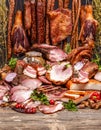 Pork meat and sausages Royalty Free Stock Photo