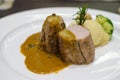 Pork medallion with pepper sauce Royalty Free Stock Photo