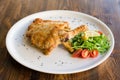 Pork Milanese with side of salad Royalty Free Stock Photo
