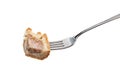 Pork pie on fork Royalty Free Stock Photo