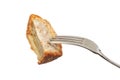 Pork pie on a fork Royalty Free Stock Photo