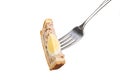 Pork pie on fork Royalty Free Stock Photo