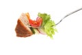 Pork pie and salad on a fork Royalty Free Stock Photo