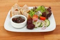 Pork pie and salad on a table Royalty Free Stock Photo