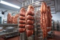 Pork plant production tasty smoked meat in large quantities