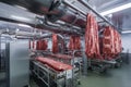 Pork plant production tasty smoked meat in large quantities