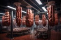 Pork plant production tasty smoked meat in large quantities