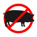 Pork prohibition sign isolated on white background