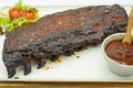 Pork ribs with barbecue sauce slow roasted for 8 hours Royalty Free Stock Photo