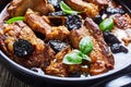 Pork ribs stew with prunes, broth, and red wine Royalty Free Stock Photo