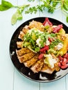 Pork ribs with veggies and herbs Royalty Free Stock Photo