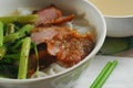 Pork rice noodle and Water Spinach Royalty Free Stock Photo