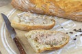 Pork rillettes on a baguette Royalty Free Stock Photo