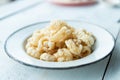 Pork rinds also known as chicharon or chicharrones, deep fried p