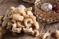 Pork rinds also known as chicharon or chicharrones , kab moo Royalty Free Stock Photo