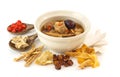 Pork rips clear soup with chinese herbs Royalty Free Stock Photo