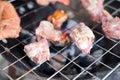 Pork rips grilled on the charcoal stove