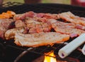 Pork roast on a hot stove. Royalty Free Stock Photo