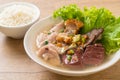 pork\'s entrails and blood jelly soup with rice
