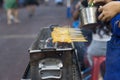 Pork Satay roast on the stove heat thai Royalty Free Stock Photo