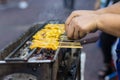 Pork Satay roast on the stove heat thai street food Royalty Free Stock Photo