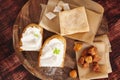 Pork scratchings, bacon and bread with lard spread.