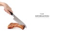 Pork smoked ribs knife in hand pattern Royalty Free Stock Photo