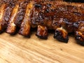 Pork Spare Ribs Barbecue on wooden plate Royalty Free Stock Photo