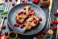 Meat pork in cherry sauce Royalty Free Stock Photo