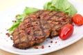 Pork steak,grilled with salad