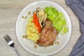 Pork steak with mashed potatoes and mushroom Royalty Free Stock Photo