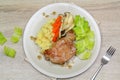 Pork steak with mashed potatoes and mushroom Royalty Free Stock Photo