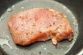 Pork steak with pepper fried in pan