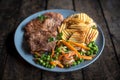 Pork steak with potatoes chips