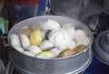 Close up Hot Salapao bun steamed Royalty Free Stock Photo