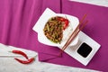 Pork Stir Fry with green bean and rice Royalty Free Stock Photo