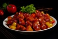 Pork in sweet and sour sauce. Traditional Chinese dishes