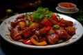 Pork in sweet and sour sauce. Traditional Chinese dishes