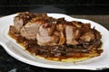 The pork tenderloin in caramelized onion sauce