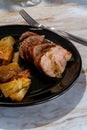 Pork Tenderloin Roast Potatoes Royalty Free Stock Photo
