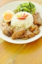 Pork trotters stew and boiled egg with rice on plate Royalty Free Stock Photo