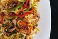 Pork wok on a plate Royalty Free Stock Photo